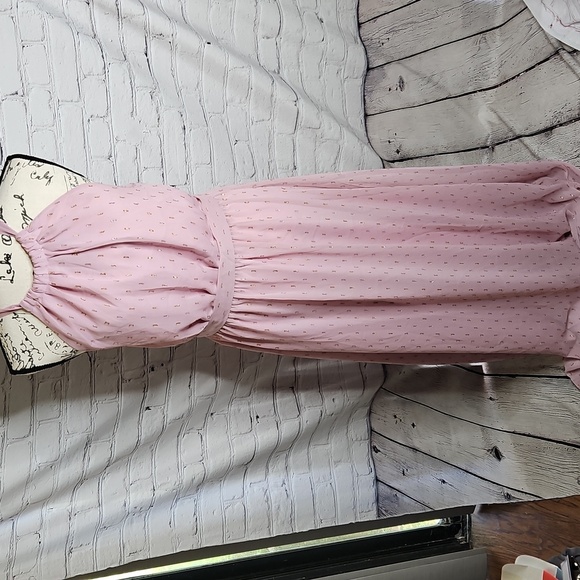 Modcloth Pink Illuminated Elegance Chiffon Halter Maxi Dress Size Large - Picture 1 of 7